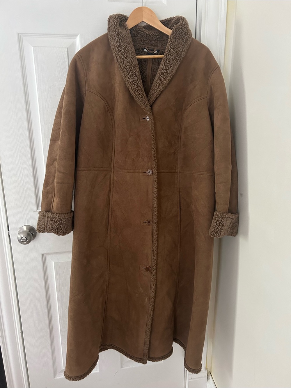 Lands End faux Shearling trench Coat